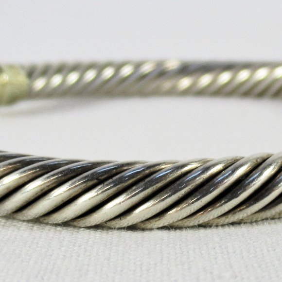 David Yurman 925/14K Cable & Pearl Bracelet Bangle - Picture 6 of 6